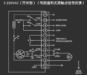 220VAC開關型<a href='http://www.mapboom.cn/Product/diefa/diandongdiefa/' target='_blank'>電動<a href='http://www.mapboom.cn/Product/diefa/' target='_blank'>蝶閥</a></a>接線圖